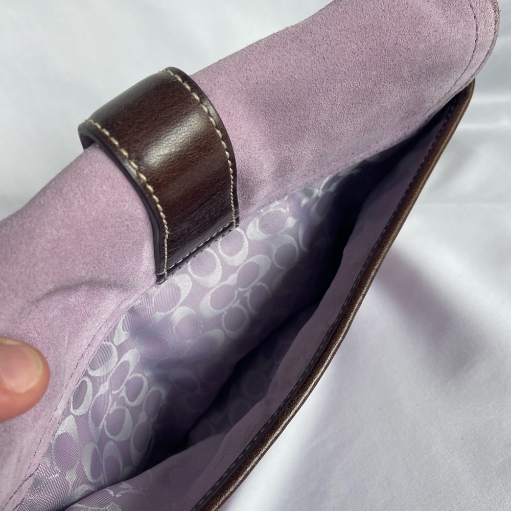 COACH lavender Suede Brown Purple Purse 4743 - Picture 6 of 13